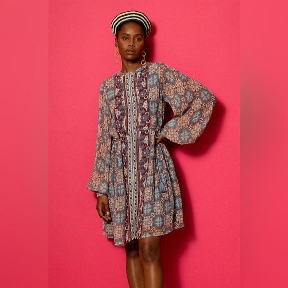 Carolina K Josefina Boho Patterned Short Dress Women's size S - Picture 2 of 10